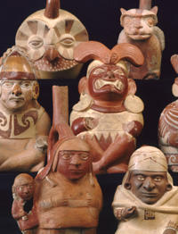 various moche stirrup vessels.