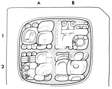 Drawing of Naranjo, Hieroglyphic Staircase, step 1