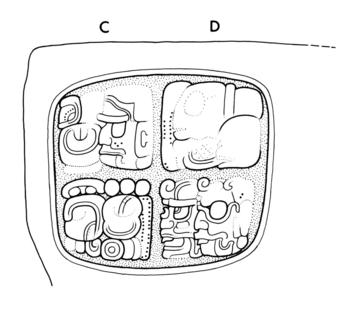 Drawing of Naranjo, Hieroglyphic Staircase, step 2