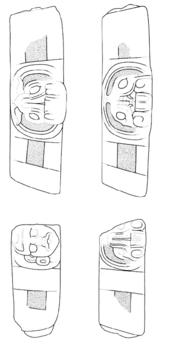 Drawing of Tonina, Monument 22, sides 1-4, 2004.15.6.14.43-46