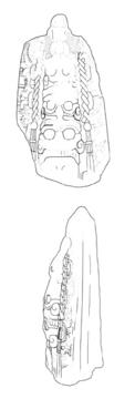 Drawing of Tonina, Monument 32, front (2004.15.6.15.12) and right (2004.15.6.15.13)