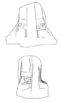 Drawing of Tonina, Monument 35, front (2004.15.6.15.18) and right (2004.15.6.15.19)