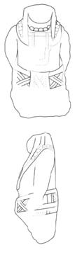 Drawing of Tonina, Monument 36, front (2004.15.6.15.21) and right (2004.15.6.15.22)