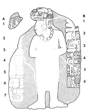 Drawing of Tonina, Monument 126, front, 2004.15.6.16.17