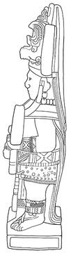 Drawing of Tonina Monument 146 right