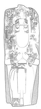 Drawing of Tonina Monument 150 front