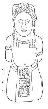 Drawing of Tonina Monument 151 front