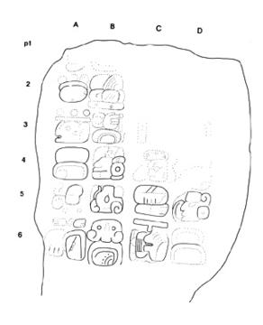 Drawing of Uaxactun, Stela 4, back, 2004.15.6.13.7