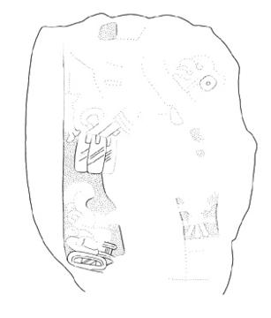 Drawing of Uaxactun, Stela 4, front, 2004.15.6.13.6