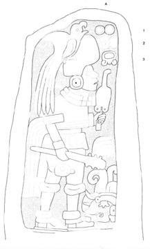 Drawing of Uaxactun, Stela 5, front, 2004.15.6.13.8