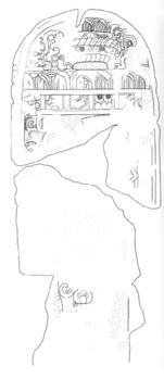 Drawing of Uaxactun, Stela 7, front, 2004.15.6.13.14