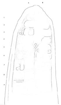Drawing of Uaxactun, Stela 18, back, 2004.15.6.13.29