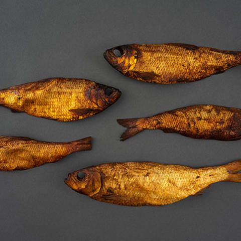 set of smoked and dried herring.