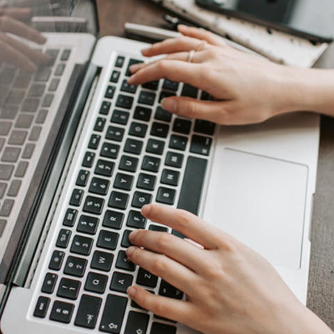 typing on keyboard