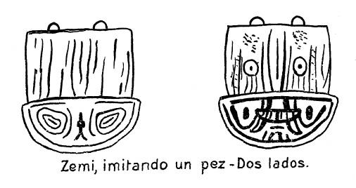 Line drawing of two sides of a stone artifact