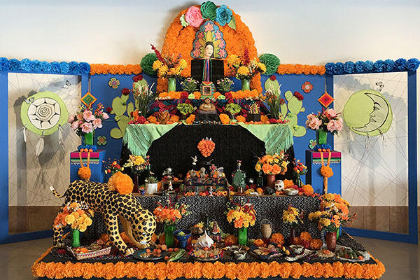 day of the dead altar display in musueum.