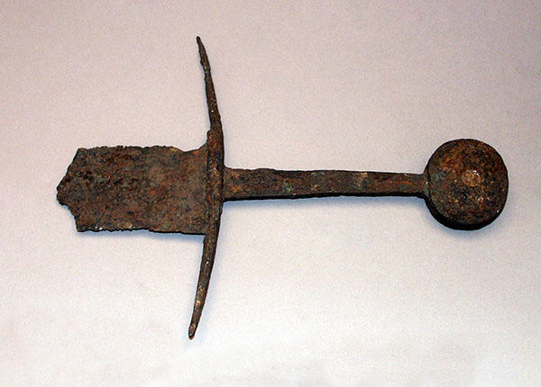 Handle of Iron sword; 12th-14th century.,&nbsp;Lake Neuchâtel&nbsp;Region in&nbsp;the French-speaking area of Switzerland. Museum purchase, 71-19-40/6085