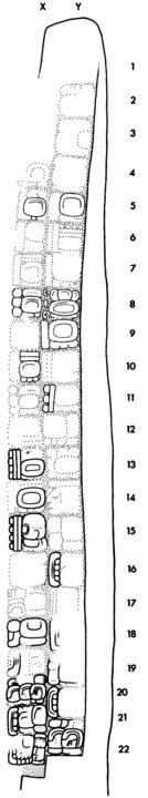 Drawing of Coba, Stela 1, left