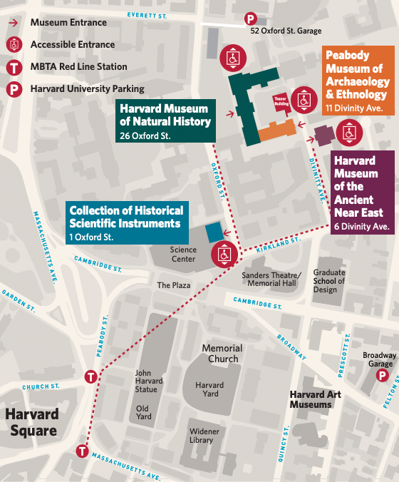 map of all four HMSC museums and parking