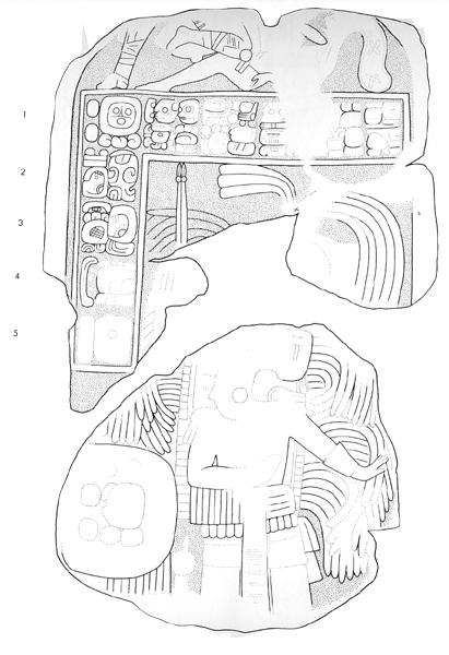 Drawing of Itzimte, Stela 4, front, 2004.15.6.8.3