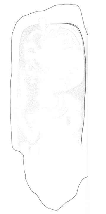 Drawing of Ixkun, Stela 3, front, 2004.15.6.4.3