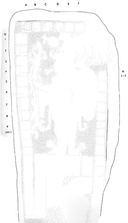 Drawing of Ixtutz, Stela 2, front, 2004.15.6.4.15