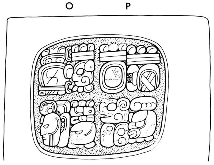 Drawing of Naranjo, Hieroglyphic Staircase, step 7