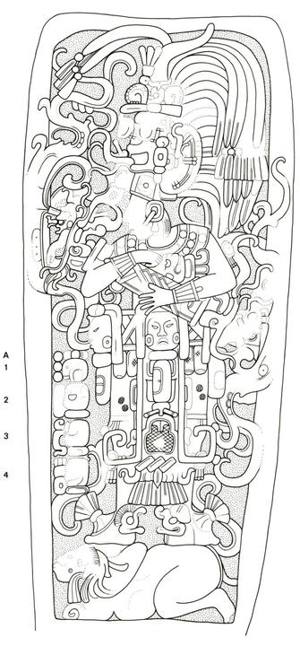 Drawing of Naranjo, Stela 12, front, 2004.15.6.2.20