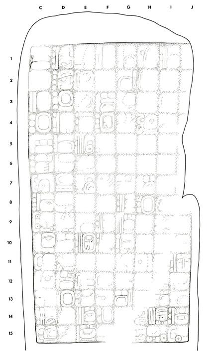 Drawing of Naranjo, Stela 28, back, 2004.15.6.3.7