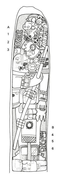 Drawing of Naranjo, Stela 33, front, 2004.15.6.3.15