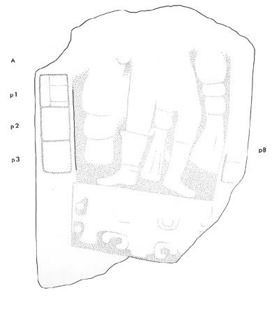 Drawing of Pixoy, Stela 3, front, 2004.15.6.8.17