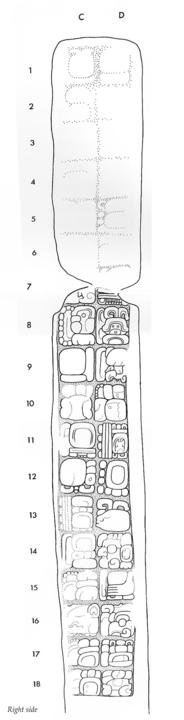 Drawing of Piedras Negras, Stela 1, right, 2004.15.6.19.3