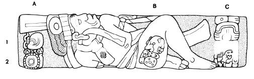 Drawing of Tonina, Monument 27, front, 2004.15.6.15.1
