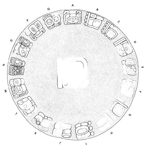 Drawing of Tonina, Monument 110, disc A-Q, 2004.15.6.16.7
