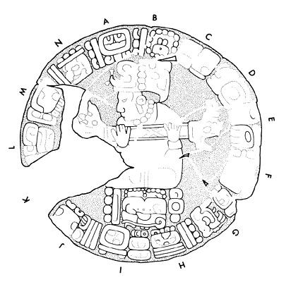 Drawing of Tonina, Monument 114, disc A-N, 2004.15.6.16.10
