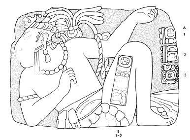 Drawing of Tonina, Monument 122, panel, 2004.15.6.16.15