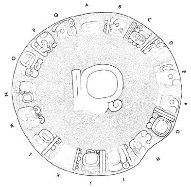 Drawing of Tonina, Monument 137, disc, A-Q, 2004.15.6.16.25