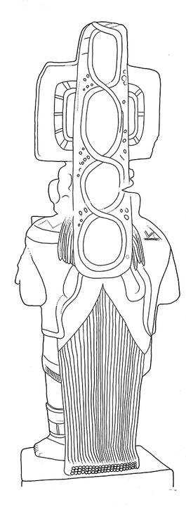 Drawing of Tonina Monument 146 back