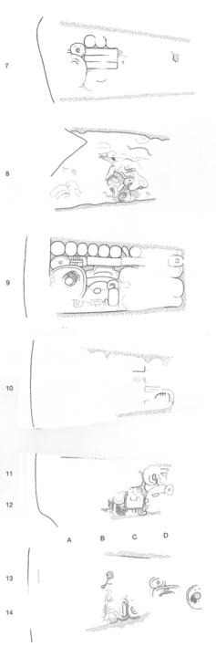 Drawing of Tonina Monument 160, 7 to 14