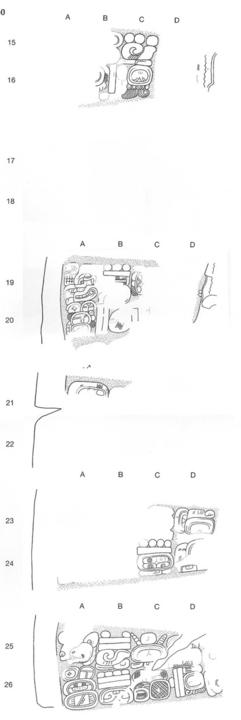 Drawing of Tonina Monument 160, 15 to 26