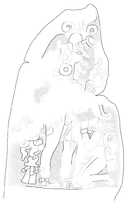 Drawing of Uaxactun, Stela 19, front, 2004.15.6.13.30