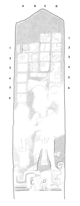 Drawing of Uxmal, Stela 4, front, 2004.15.15.1.297