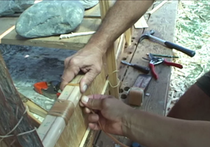 lashing the gunwale.