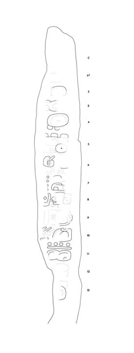 Drawing of Xultun, Stela 20, left, 2004.15.15.1.430