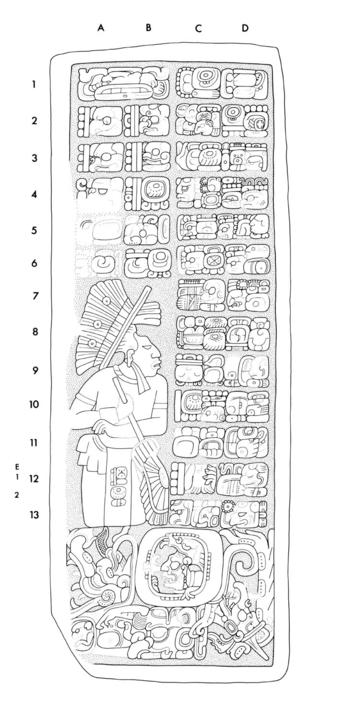 Drawing of Yaxchilan Stairway 3, Step 3