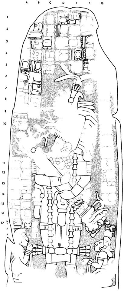 Drawing of Coba, Stela 5, front