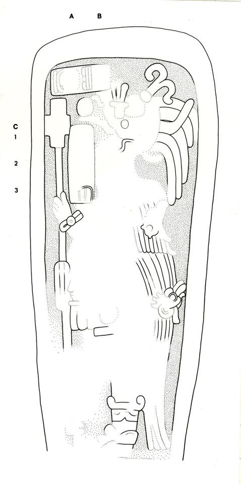 Drawing of Naranjo, Stela 17, front, 2004.15.6.2.30