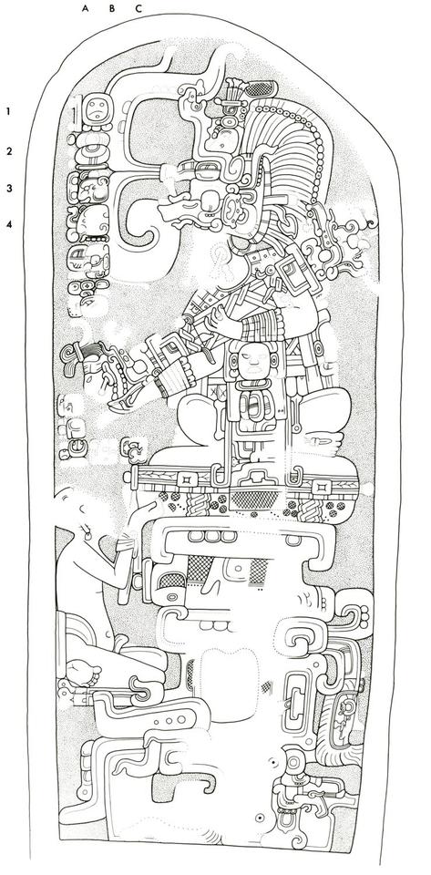 Drawing of Naranjo, Stela 22, front, 2004.15.6.2.39