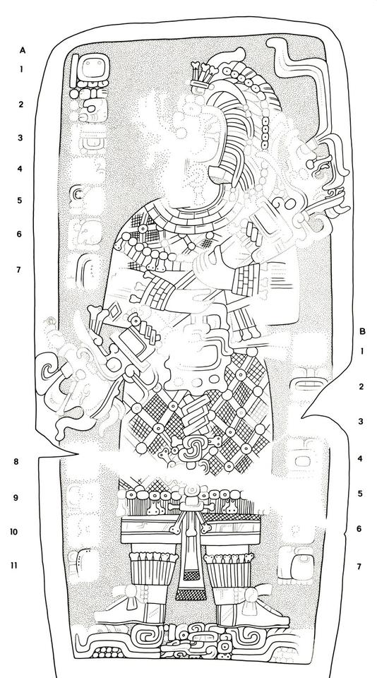 Drawing of Naranjo, Stela 31, front, 2004.15.6.3.12