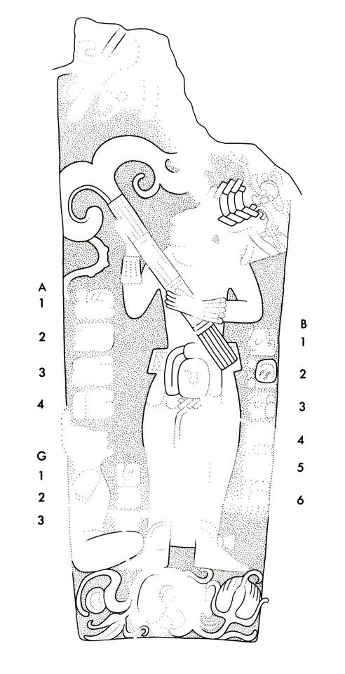 Drawing of Naranjo, Stela 35, front, 2004.15.6.3.16